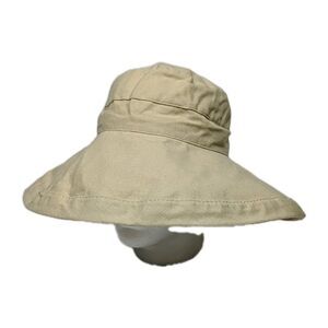 NEW St John's Bay Fabric Bucket Sun Hat Protection Wide Brim Natural Sand One Sz